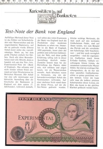 BILLETE REINO UNIDO PRUEBA EXPERIMENTAL DIE ONE UNC (HS-299) - Imagen 1 de 1