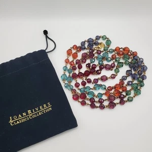 Joan Rivers Multi Color Blue Green Red Orange 60" Single Strand Necklace - Picture 1 of 4