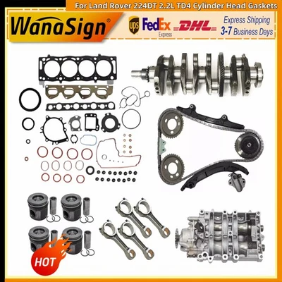 Crankshaft Head Gasket Piston Timing Chain Kit Rod For Land Rover 224DT 2.2L TD4 - Image 1 of 4