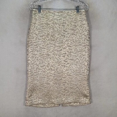 Falda lápiz de carrera maximalista lujo brocado dorado Y2K talla 10 Foto 1 de 4