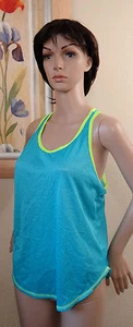 NWT BCG blue bird/safety yellow lifestyle mesh race back tank top,junior size M - Picture 1 of 3