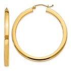 40Mm 14K Yellow Gold 3Mm Polished Square Hoop Earrings Te540