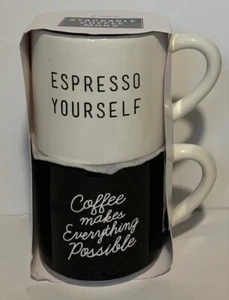 Stackable Coffee Mugs “Expresso Yourself” 2 count - Picture 1 of 3