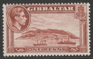 Gibraltar MINT GVI 1938-51 1d red-brown p13 wmk upright sg122d - Picture 1 of 2