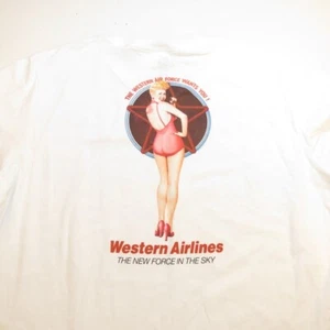 MALIBU SHIRT WESTERN AIRLINES AIR FORCE TEE T SHIRT Uomo L Bianco - Foto 1 di 4