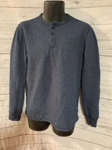 George Men's Pullover Sweater Long-Sleeve Cotton Blend Henley Blue Size S - Picture 1 of 6