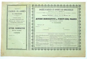 Paris IX ème 13 Rue Helder - Rare Ste d'Achats en Commun de Combustibles de 1893 - Bild 1 von 1