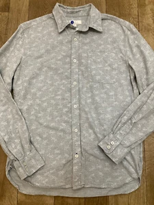 Camisa Boden Gris Blanco Floral Algodón Manga Larga Botón Delantero Ajustada Mediana A6 - Imagen 1 de 9