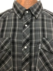 Camisa Vaquera Levis XL Gris A Cuadros Frente a Presión Occidental Manga Larga Mezcla Algodón - Imagen 1 de 4