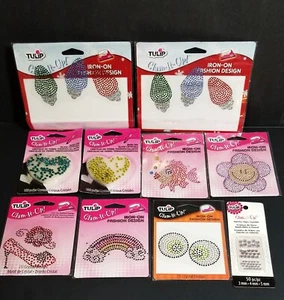 Tulip Glam-It-Up Iron-On Lot of 10 Glass Crystal Fashion Designs 2011-2013 NOS - Picture 1 of 6