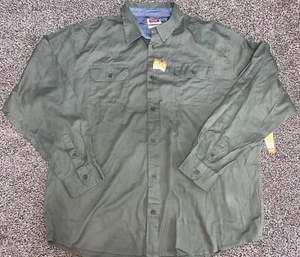 WRANGLER - Camisa informal vintage para hombre 2XT calce ajustado caqui verde elástica - Imagen 1 de 6