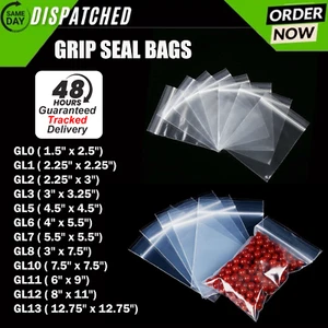 GRIP SEAL BAGS Self Resealable Clear Polythene Poly Plastic Zip Lock All Sizes - Picture 1 of 5