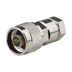 Prise mâle type N soudure pince cuivre ondulé 1/4" câble connecteur RF droit - Photo 1 sur 3