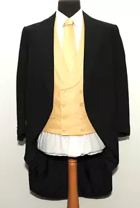 GREAT BESPOKE CARR.SON & WOOR SAVILE ROW MORNING COAT BLACK 40 SHORT 1980'S - Picture 1 of 8