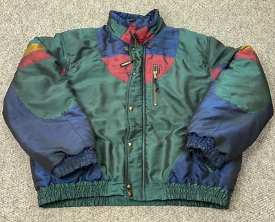 Chaqueta de esquí McGregor vintage para hombre abrigo verde grande bloques de colores alta y seca años 90 Foto 1 de 4