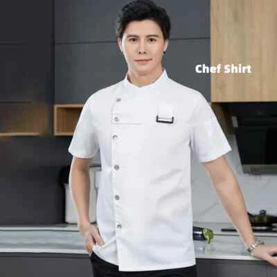 Kitchen Jacket Catering Uniform Short Sleeve Chef Clothes Restaurant Workwear - Image 1 of 4