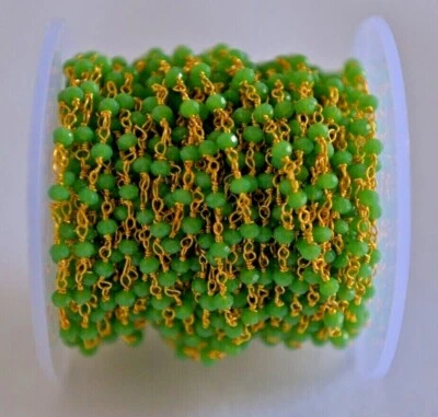 Cuentas de cuentas cadena de rosario a granel, cuentas de vidrio verde de 3 mm cadena de cuerpo para hacer joyas Foto 1 de 4