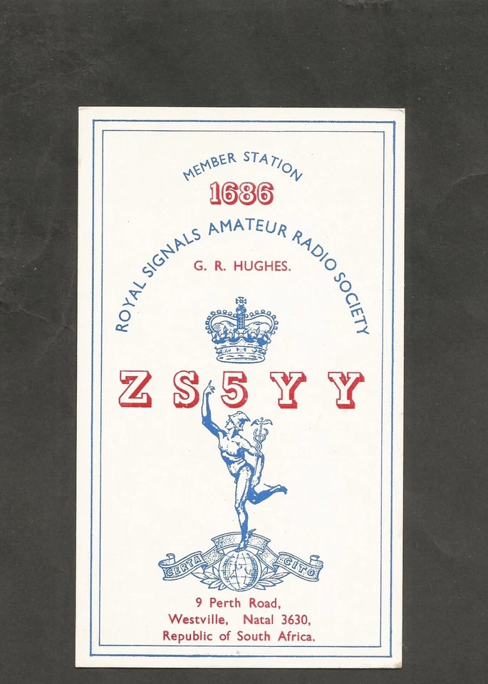 QSL Card ZS5YY Royal Signals Amateur Radio Society  Member Station 1686 - Image 1 of 1