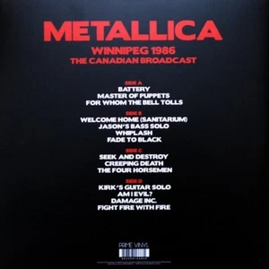 metallica WINNIPEG 1986 CANADIAN BROADCAST 1986 2 LP - Picture 1 of 2