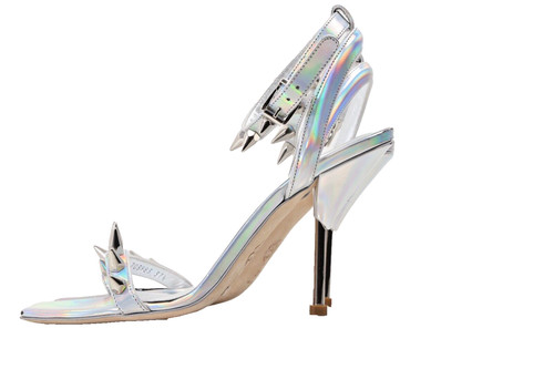 Sandali con tacco Alexander McQueen argento metallizzato vernice misura 37 5