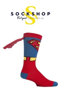 Kids Superman Cape Socks Fun Novelty Gift Idea Comics Films SOCKSHOP 1 Pair Pack - Picture 1 of 7