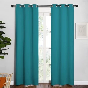 2PCS Peacock Teal 84"L x 34"W Super Heavy Privacy Darkening Curtains For Bedroom - Picture 1 of 7
