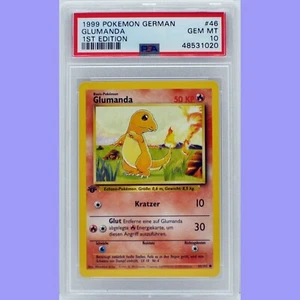 Pokemon 1st Edition Base Set German Charmander Glumanda 46/102 PSA 10 Gem Mint - Picture 1 of 4
