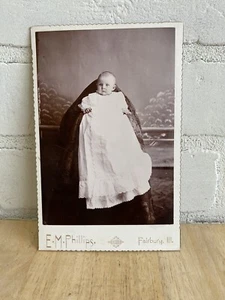 Antique Cabinet Card Photo of baby in long white dress, Fairbury, IL. - Picture 1 of 5