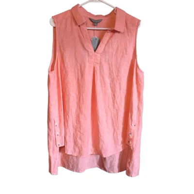 Sharagano New York Top Sin Mangas Talla XL Coral Naranja Lino Nuevo con Etiquetas (B7) Foto 1 de 4