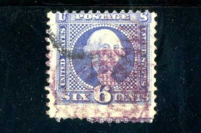 USAstamps Used FVF US 1869 Pictorial Washington Scott 115 Grilled Purple Cancel - Image 1 of 2