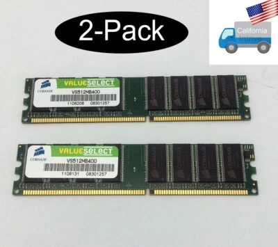 Corsair VS512MB400 1GB 2x 512MB PC3200U DDR SDRAM 400 184-Pin Desktop Memory Kit - Image 1 of 4