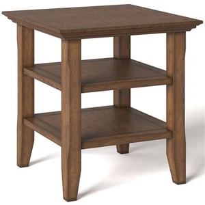 Trent Home Wood 19" Square Transitional End Table in Rustic Natural Brown - Picture 1 of 7