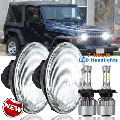 DOT 认证 7 英寸圆形 LED 车头灯 DRL 适用于吉普牧马人 JK TJ CJ LJ — 第 1/4 张图片