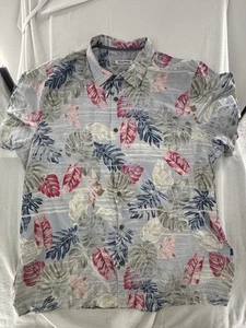 Tommy Bahama 3XLT Silk Poly Hawaiian Shirt Mens Floral Leaf Green Short Sleeve - Picture 1 of 10