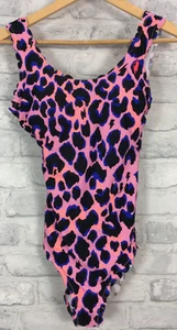 Scamp & Dude Pink Scallop Edge Swimsuit Leopard Print UK 8 (SR121X14) - Picture 1 of 24