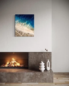 Original Modern Contemporary Fine Art Canvas Beach Water Ocean Painting Signed - Picture 1 of 12