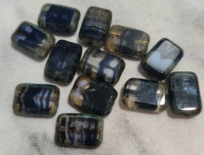 Twelve Rectangle Shape 12x8mm Table Cut Czech Glass Beads in mix colors - Image 1 of 3