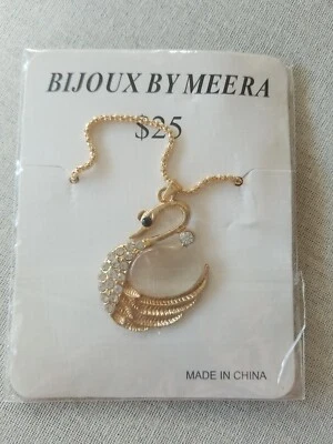 Collar Colgante CISNE Dorado Bijoux by Meera con Estrás Transparente Foto 1 de 2