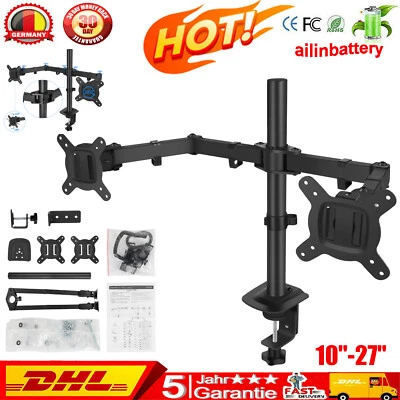 2 Fach Monitorhalterung Monitor Bildschirm Doppel Halter Ständer 10''-27'' NEU - Bild 1 von 4
