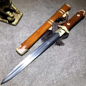 Messing Palisander kurz JIAN Dolch chinesisches Schwert Damast gefaltet Stahl Messer scharf - Bild 1 von 10