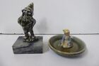 2 WADE WHIMSIES STATUE LEPRECHAUN FAIRY ON MARBLE BASE  AND IN DISH - FAIRYFOLK