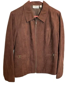Studio Works Womens Size 10 Faux Suede Jacket Brown Long Sleeves Lined - Picture 1 of 4
