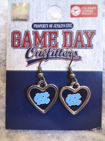 NORTH CAROLINA TAR HEELS NCAA GAME DAY DANGLE DARK BLUE HEART EARRINGS ~NEW Cover