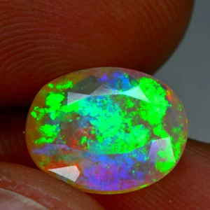 1,94Ct Oval_ Funkelndes 3D Pfauenmuster Unbehandelt Massiv Welo Opal - Bild 1 von 1