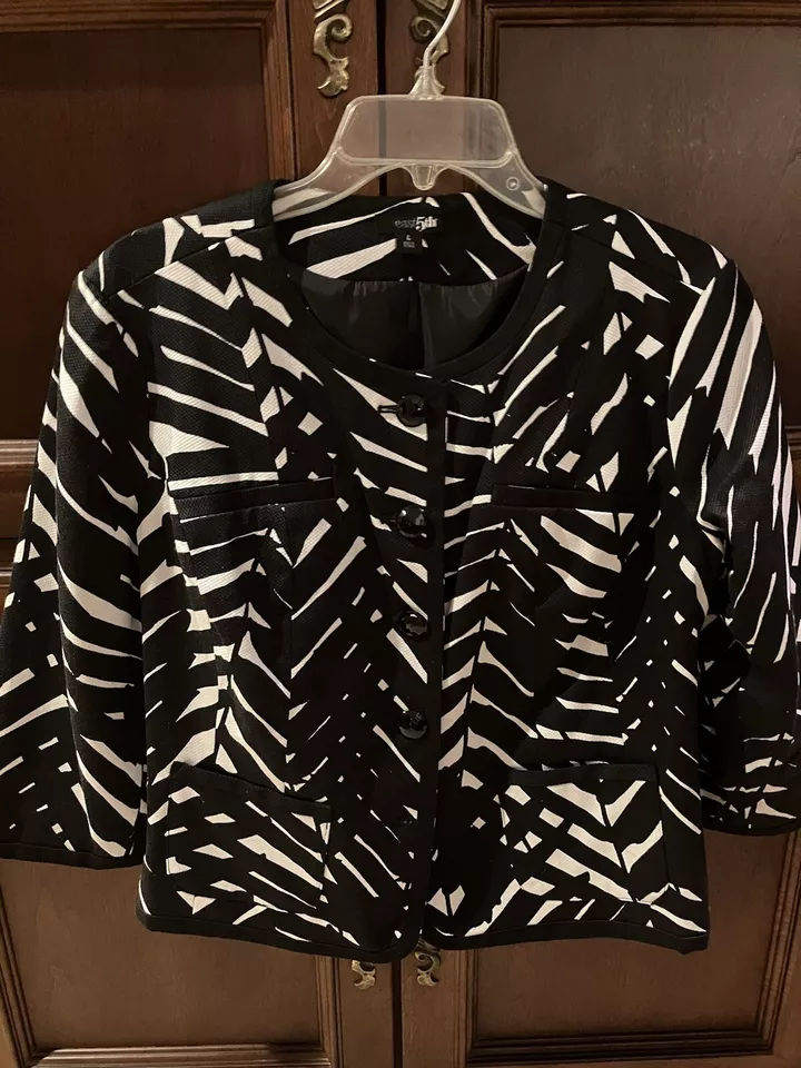 East 5th Women’s Size Large Black & White Cotton Blend Suit Seperate Jacket S81 - Image 1 of 4