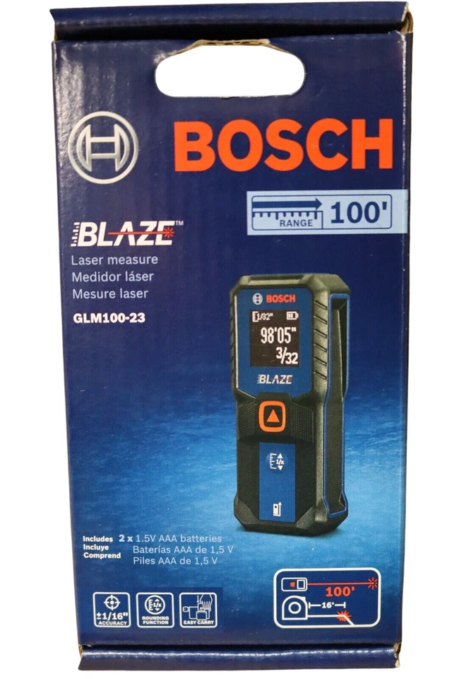 Bosch Blaze 100ft Backlit Laser Measure - Blue (GLM100-23)