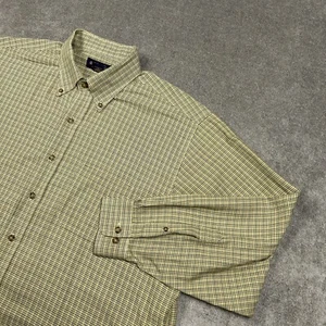 Camisa Brooks Brothers Para Hombres XL Con Botones Mezcla de Lana Franela Bronceada Pata de Gallo - Imagen 1 de 8