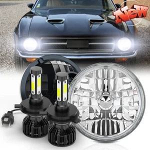 fits Ford Mustang 1965~1973 Brightest Pair 7" Round Led Headlights High Low Beam - Picture 1 of 15