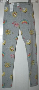 Kids Gap Grey Happy Faces Print Leggings Girl's Size Medium 8 New - Picture 1 of 6