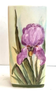 Signierte Kunstkeramik lila oder blau doppelseitige Blumenvase handbemalt 2 Farben - Bild 1 von 7